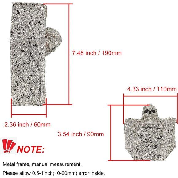 ⚡Women's Halloween Silver Cool Skull Evening Coffin Shaped Cross Rhinestone Bag - Picture 4 of 6